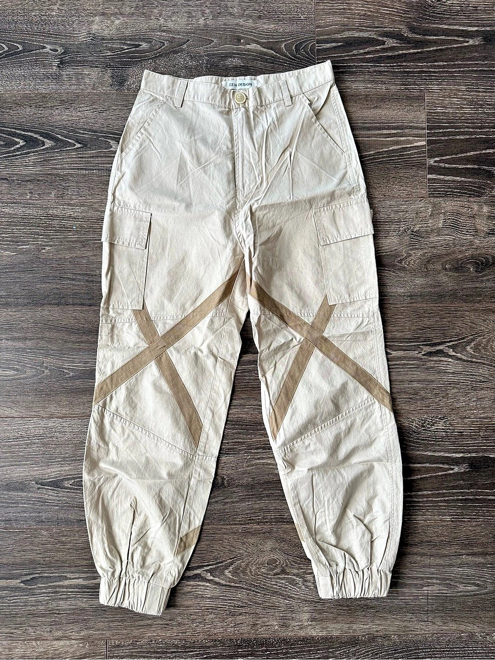 EZ14 DESIGN Beige Cargo Jogger Pants